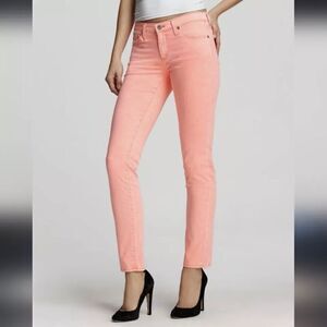AG Adriano Goldschmied Neon Coral Skinny The Stilt Cigarette Leg Jeans Size 28R